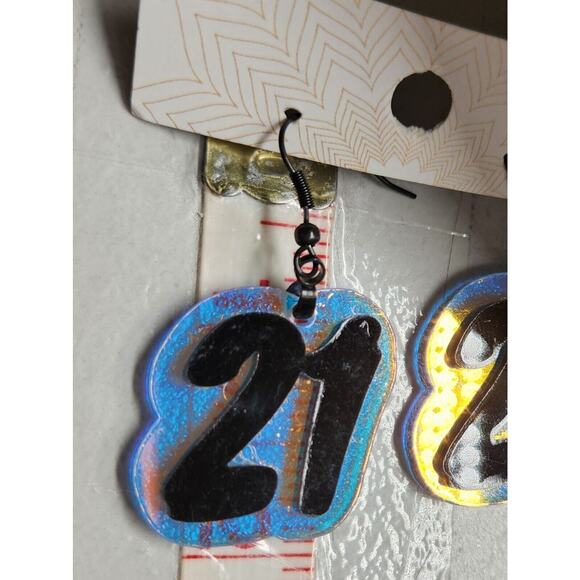 21st Birthday Holographic Shiny Flash Dangle Earrings Gift - Picture 5 of 5